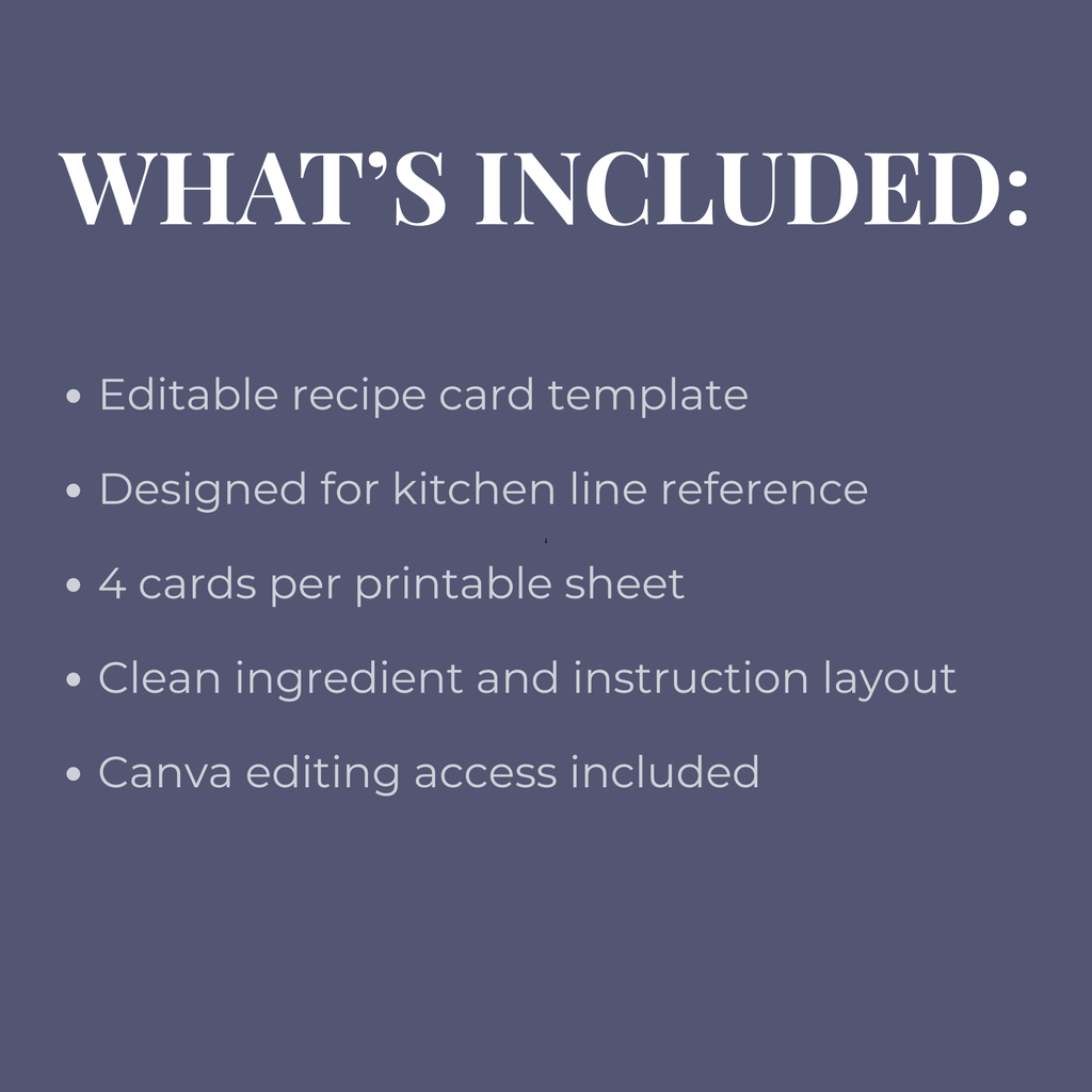 Editable Restaurant Spec Card Template