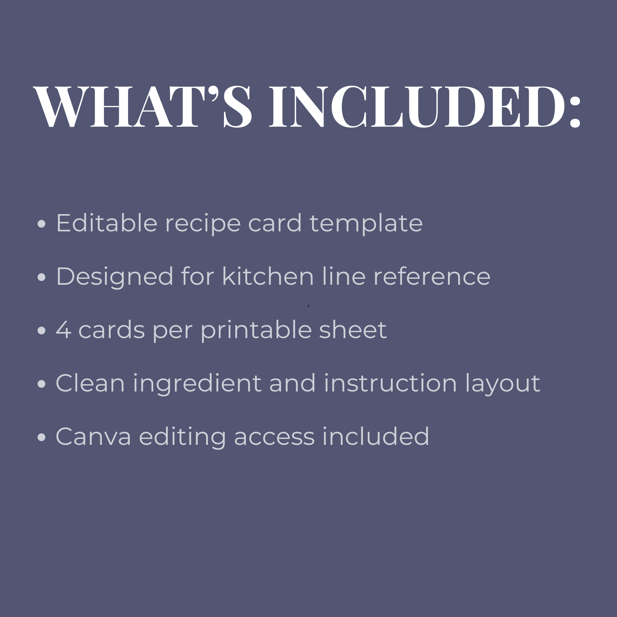 Editable Restaurant Spec Card Template