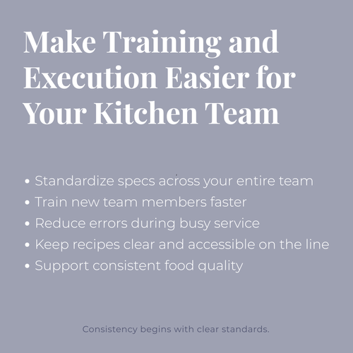 Editable Restaurant Spec Card Template