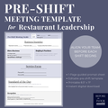 Pre-Shift Meeting Planner for Restaurant Managers
