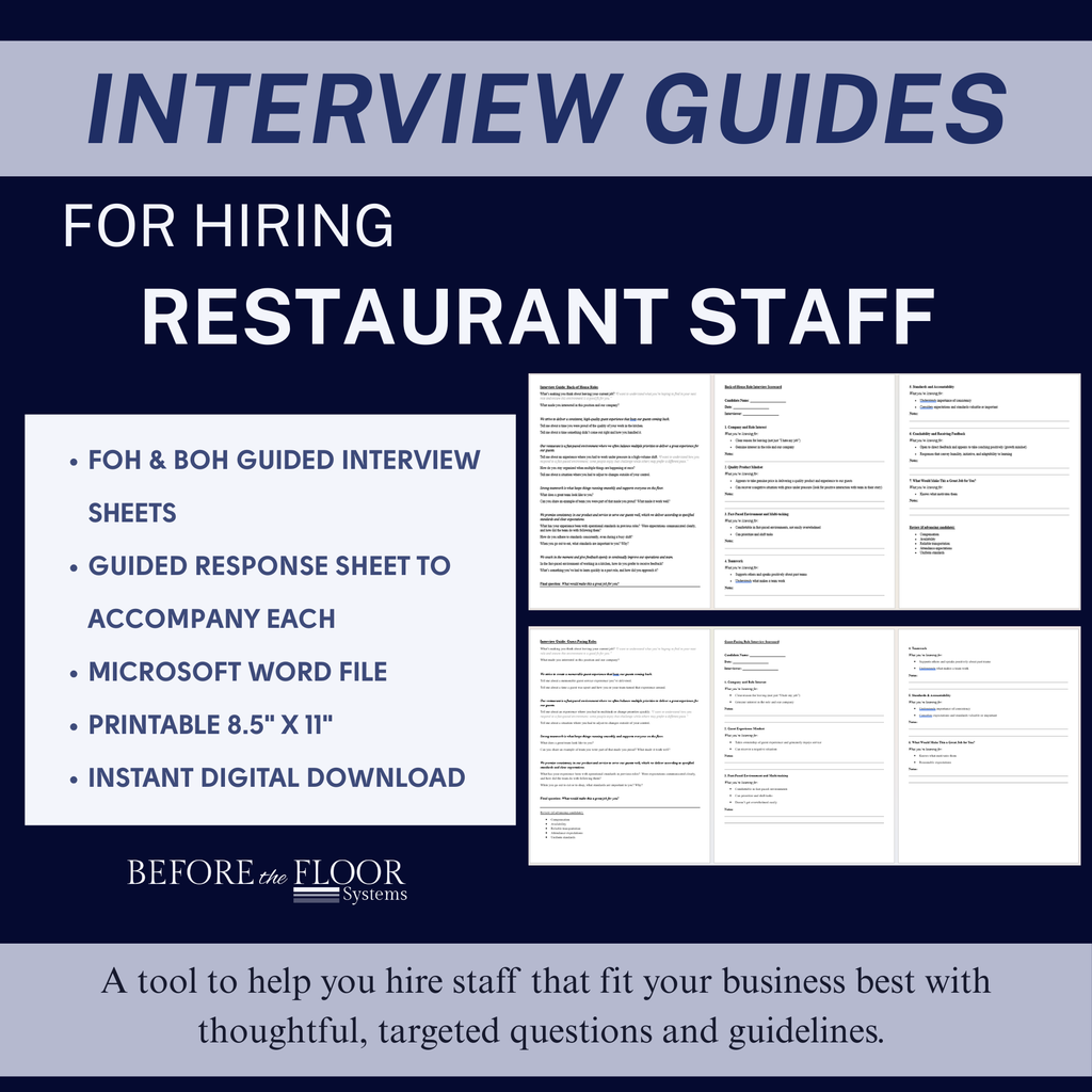 Restaurant Staffing Interview Guides for FOH and BOH