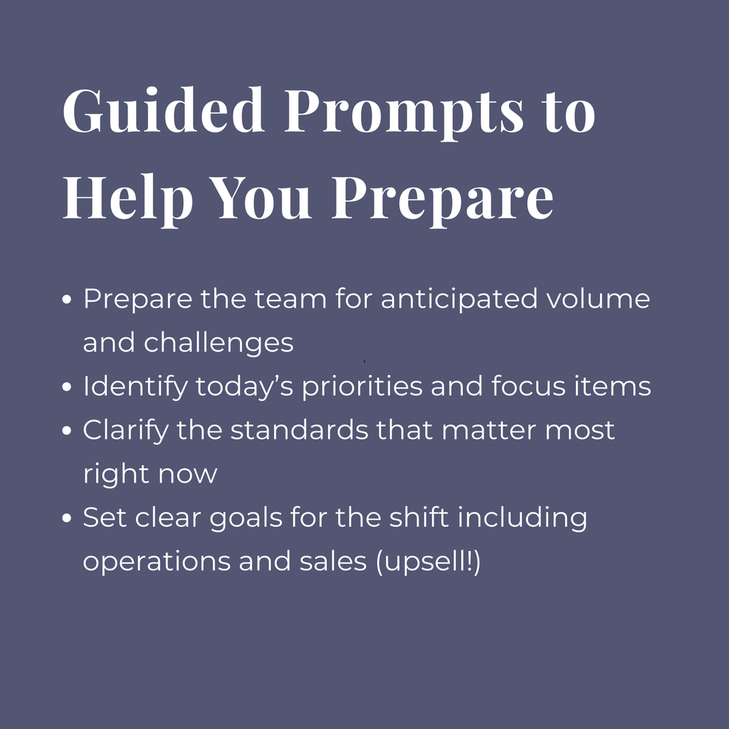 Pre-Shift Meeting Planner for Restaurant Managers