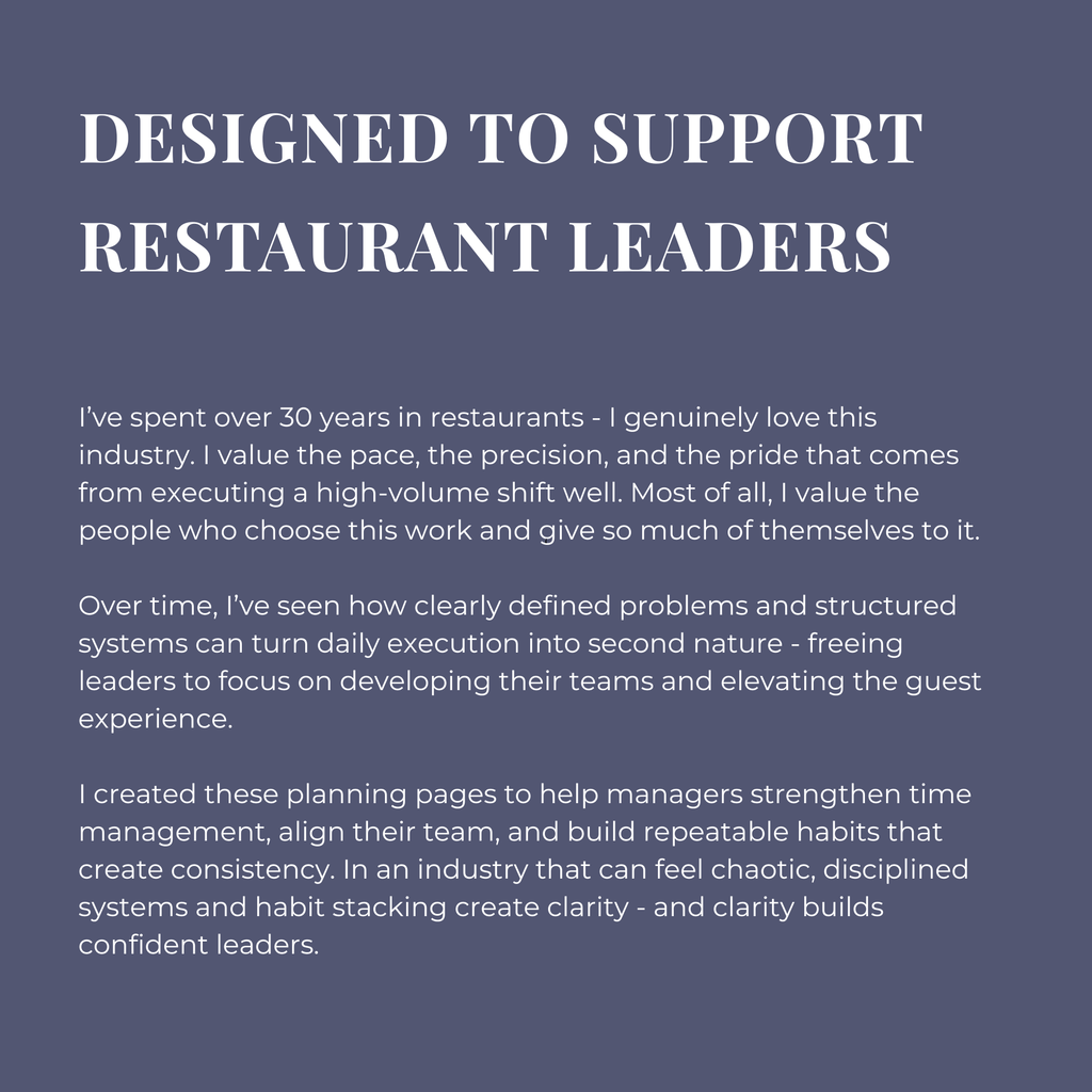 Pre-Shift Meeting Planner for Restaurant Managers