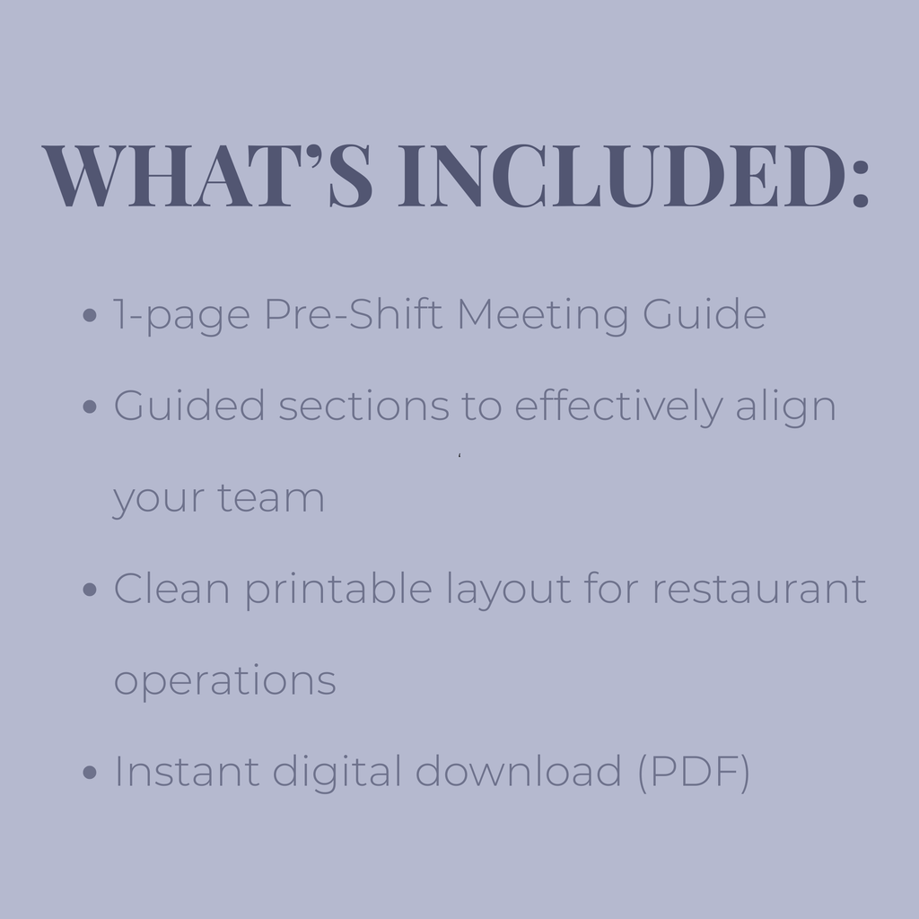Pre-Shift Meeting Planner for Restaurant Managers