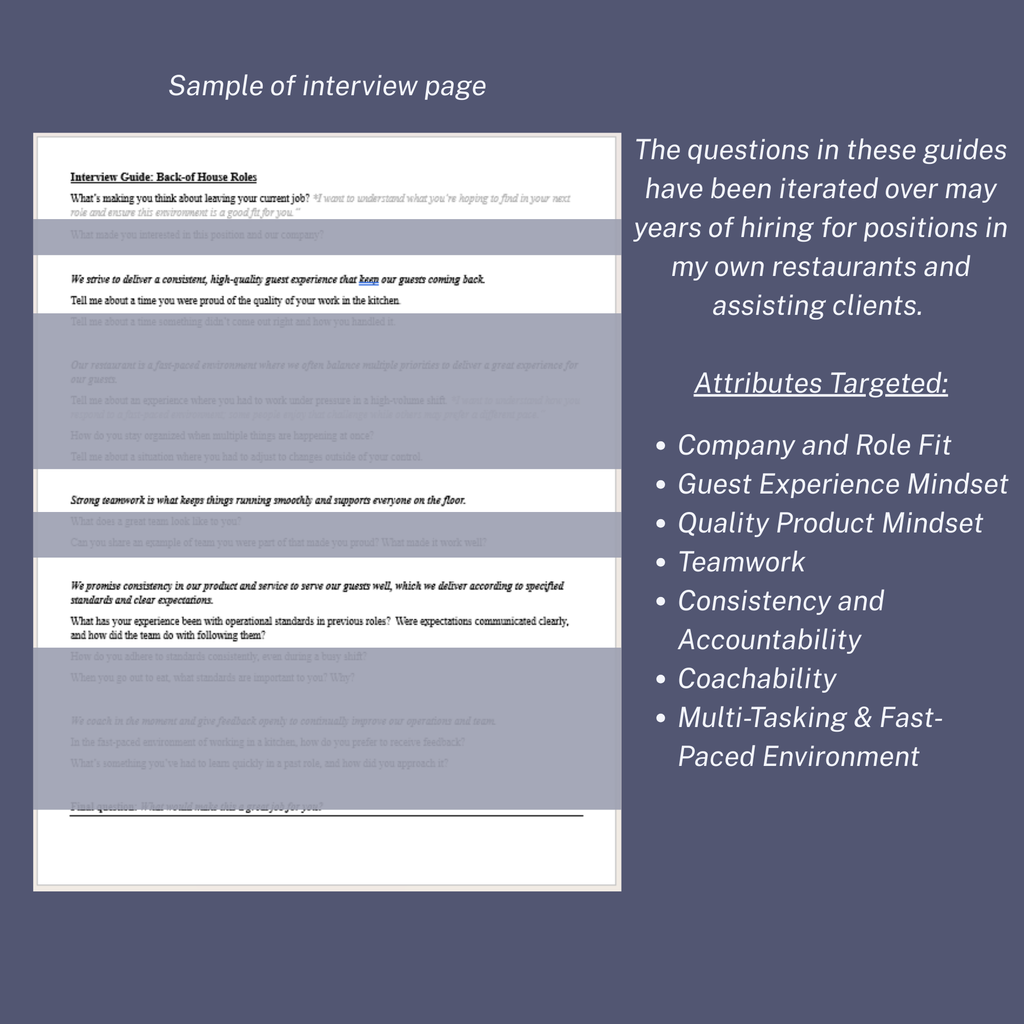 Restaurant Staffing Interview Guides for FOH and BOH