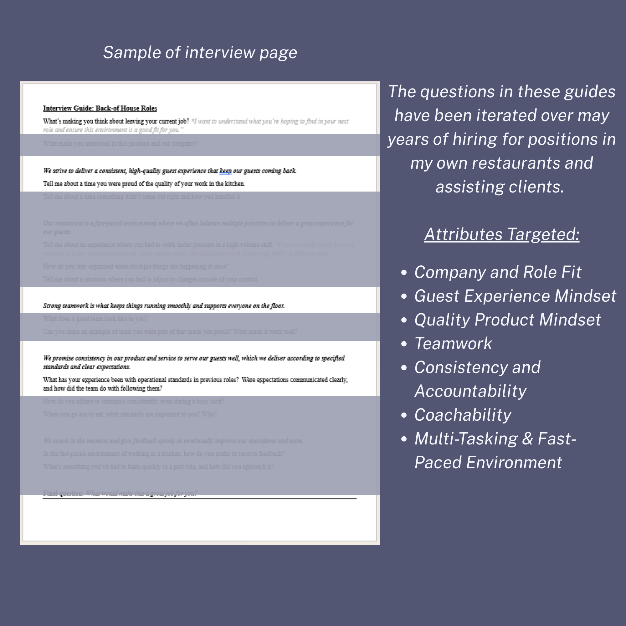 Restaurant Staffing Interview Guides for FOH and BOH